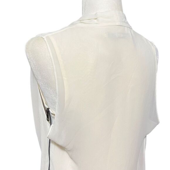 All Saints Draped Silk Top White Abi Sz Small 2 Layered Wrap Effect - Picture 14 of 15